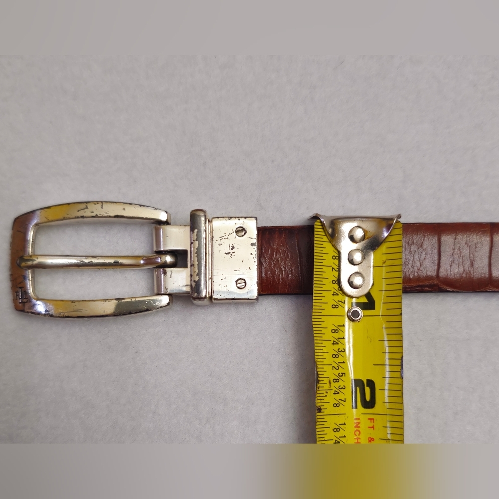 RALPH LAUREN Skinny Reversible Brown or Black Croc Embossed Leather Belt Sz S - Picture 5 of 8